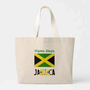 Jamaica Jamaican Flag Green Personalization  Large Tote Bag