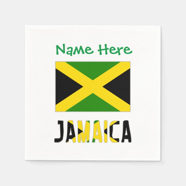 Jamaica Jamaican Flag Green Personalization Party  Napkin (Front)