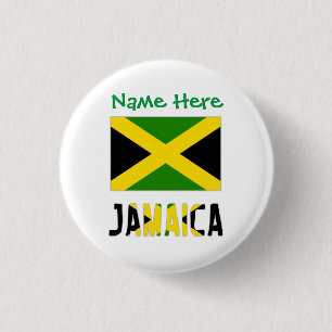 Jamaica Jamaican Flag Green Personalization Round 1 Inch Round Button