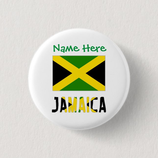 Jamaica Jamaican Flag Green Personalization Round 1 Inch Round Button (Front)