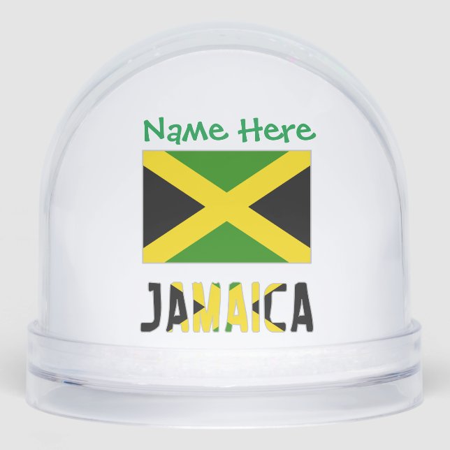 Jamaica Jamaican Flag Green Personalized  Snowglobe (Front)
