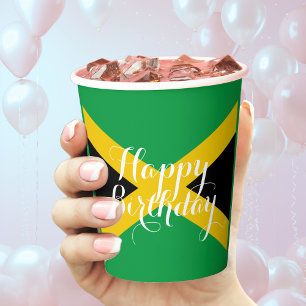 Jamaica Jamaican Flag Happy Birthday Party Paper Cups