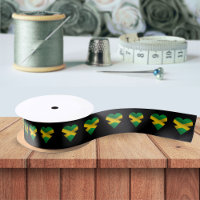 Jamaica Jamaican Flag Heart Pattern Black