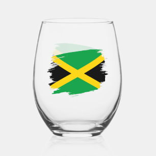 Jamaica, Jamaican Flag Stemless Wine Glass