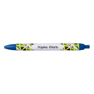 Jamaica Jamaican Flag Tiled Black Personalization  Black Ink Pen