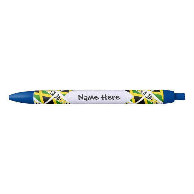 Jamaica Jamaican Flag Tiled Black Personalization  Ink Pen (Front)