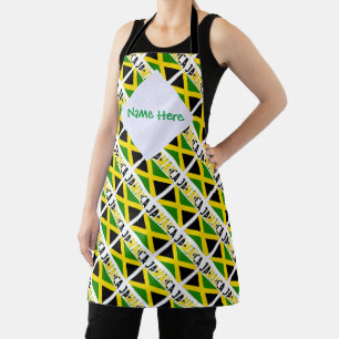 Jamaica Jamaican Flag Tiled Green Personalization  Apron