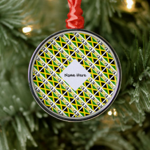 Jamaica Jamaican Flag Tiled Personalized Metal Ornament