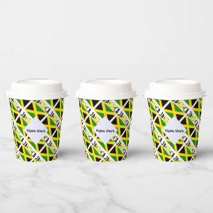 Jamaica Jamaican Flag Tiled Personalized Name Paper Cups