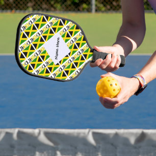 Jamaica Jamaican Flag Tiled Personalized Pickleball Paddle