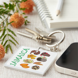 JAMAICA Jamaican Foods Caribbean Island Cuisine Keychain