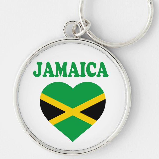 Jamaica Love Heart Jamaican Flag Keychain (Front)