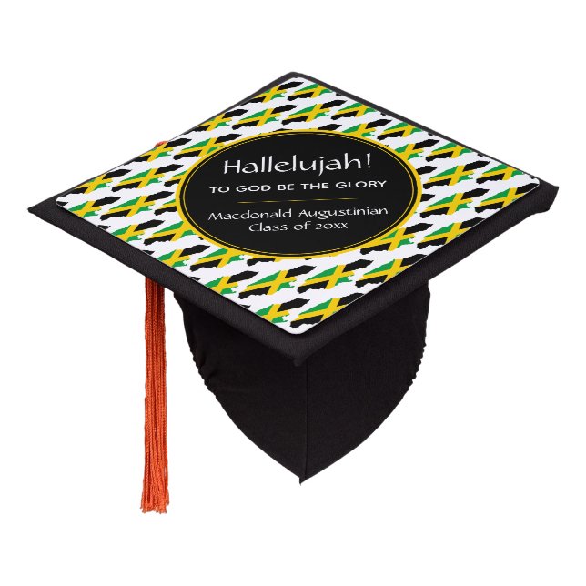 JAMAICA Map Graduate Patriotic Custom HALLELUJAH Graduation Cap Topper (Angled)