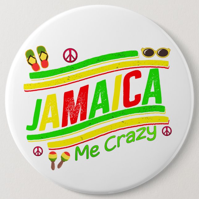 Jamaica Me Crazy Cruise Vacation Group Matching 6 Inch Round Button (Front)
