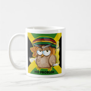 Jamaica Mug, No Problem with Funny Owl in Rasta  Coffee Mug