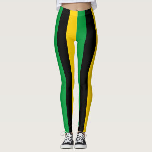 Jamaica National Flag Colours Vertical Striped Leggings