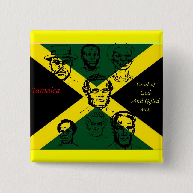 jamaica national hero 2 inch square button (Front)