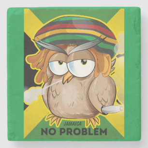Jamaica No problem Funny Rasta Smoking Owl Stone Coaster