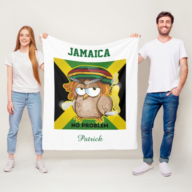Jamaica No Problem Personalized Name  Fleece Blanket (In Situ)