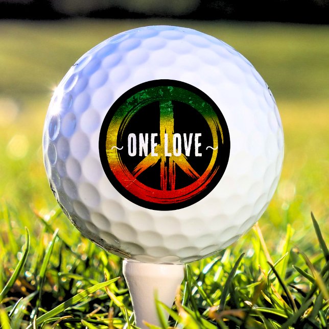 Jamaica One Love Rasta Colour Peace Symbol Jamaica Golf Balls (jamaica rasta color peace symbol one love golf ball with black background)