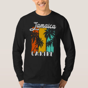 Jamaica Palm Trees Beach Caribe Retro Vacation Fam T-Shirt