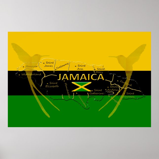 Jamaica Parishes Colour HummingBird Poster any (Front)