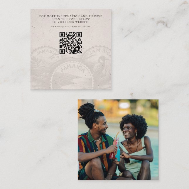 Jamaica Passport Wedding QR Enclosure Card (Front/Back)