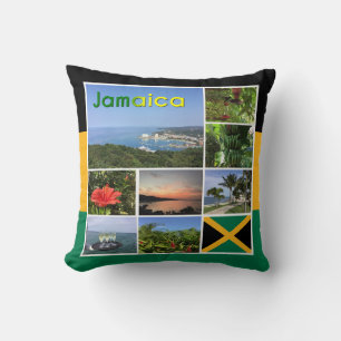 Jamaica Photo Collage Throw Pillow