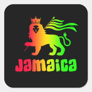 Jamaica Rasta Lion Square Sticker