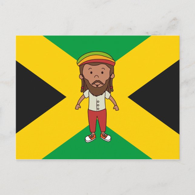 Jamaica Rasta Man Country Flag Postcard Gift Idea (Front)