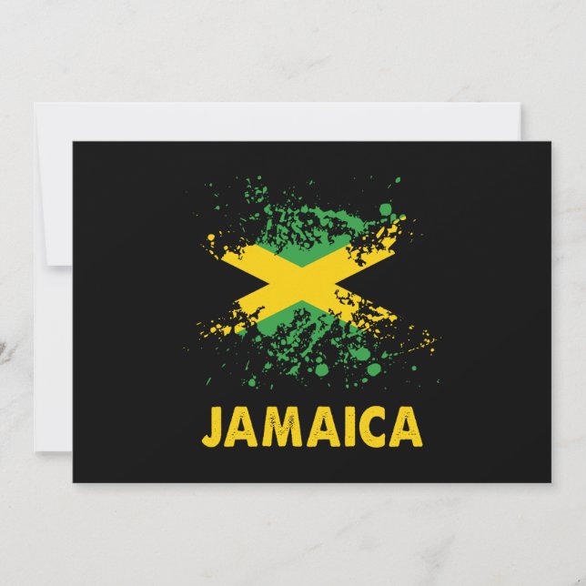 Jamaica Retro Watercolors Jamaican Flag Invitation (Front)