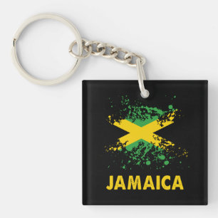 Jamaica Retro Watercolors Jamaican Flag Keychain