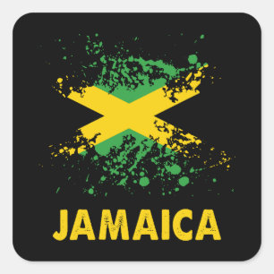 Jamaica Retro Watercolors Jamaican Flag Square Sticker