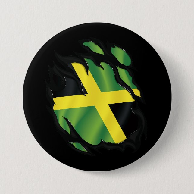 Jamaica Ripped Flag 3 Inch Round Button (Front)