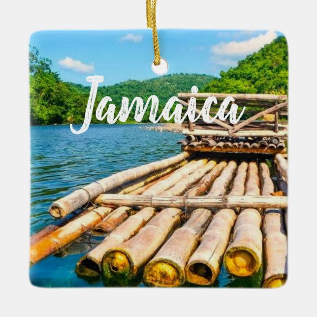 Jamaica river rafting ceramic ornament (Front)