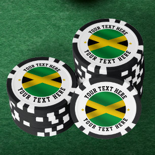 Jamaica Round Text Jamaican Flag Poker Chips