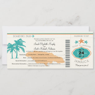 Jamaica Save the Date Boarding Pass
