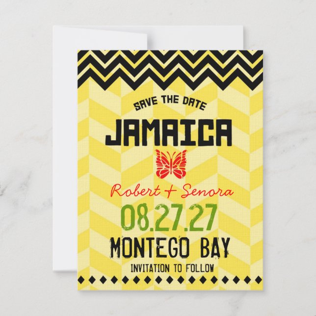 JAMAICA Save the Date Linen Paper (Front)