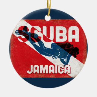 Jamaica Scuba Diver - Blue Retro Ceramic Ornament