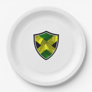 Jamaica shield flag paper plate