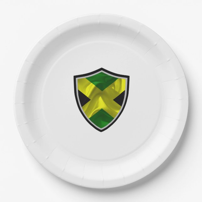 Jamaica shield flag paper plate (Front)