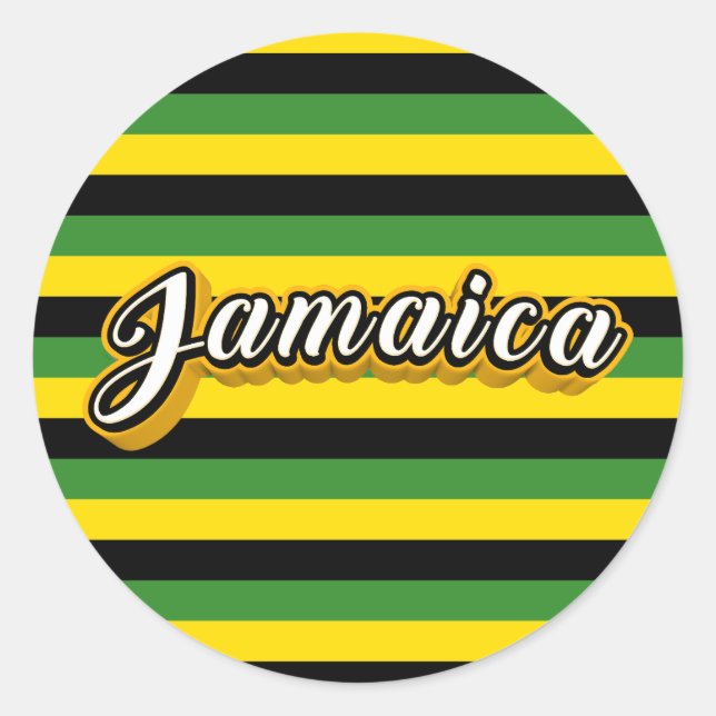 Jamaica stripes classic round sticker (Front)