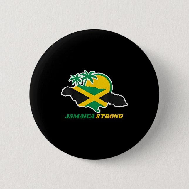 Jamaica Strong I Love Jamaican Flag Heart Women Me 2 Inch Round Button (Front)