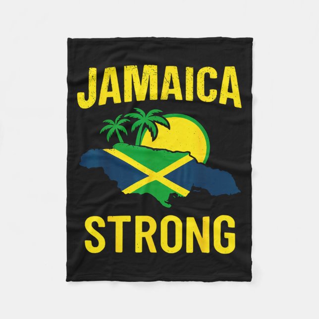 Jamaica Strong I Love Jamaican Flag Heart Women Me Fleece Blanket (Front)
