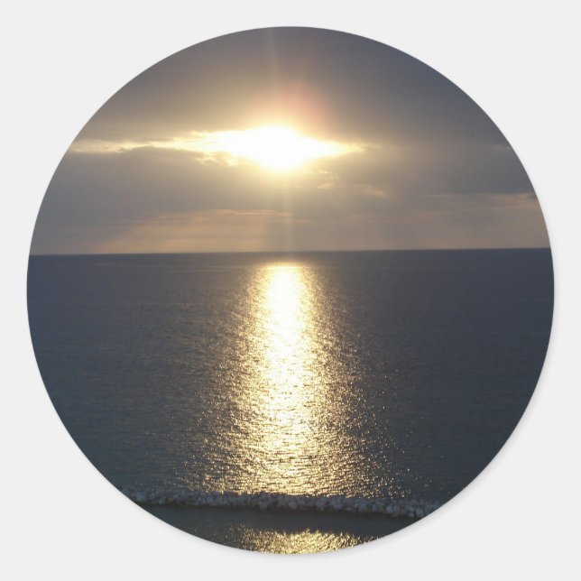 Jamaica Sunset Classic Round Sticker (Front)