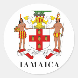 JAMAICA - symbol/coat of arms/flag/colours/emblem Classic Round Sticker