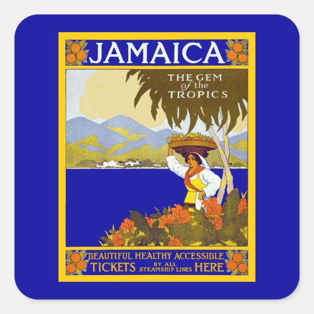 Jamaica ~ The Gem of the Tropics Square Sticker (Front)