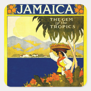 Jamaica the Gem of the Tropics Travel Poster 1910 Square Sticker
