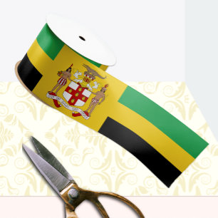 Jamaica Tricolor Ribbon, Emblem, Jamaican Grosgrain Ribbon