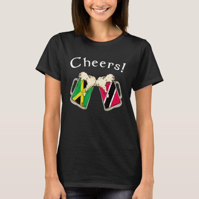 Jamaica Trinidad & Tobago Flag Cheers Beer Grown P T-Shirt (Front)